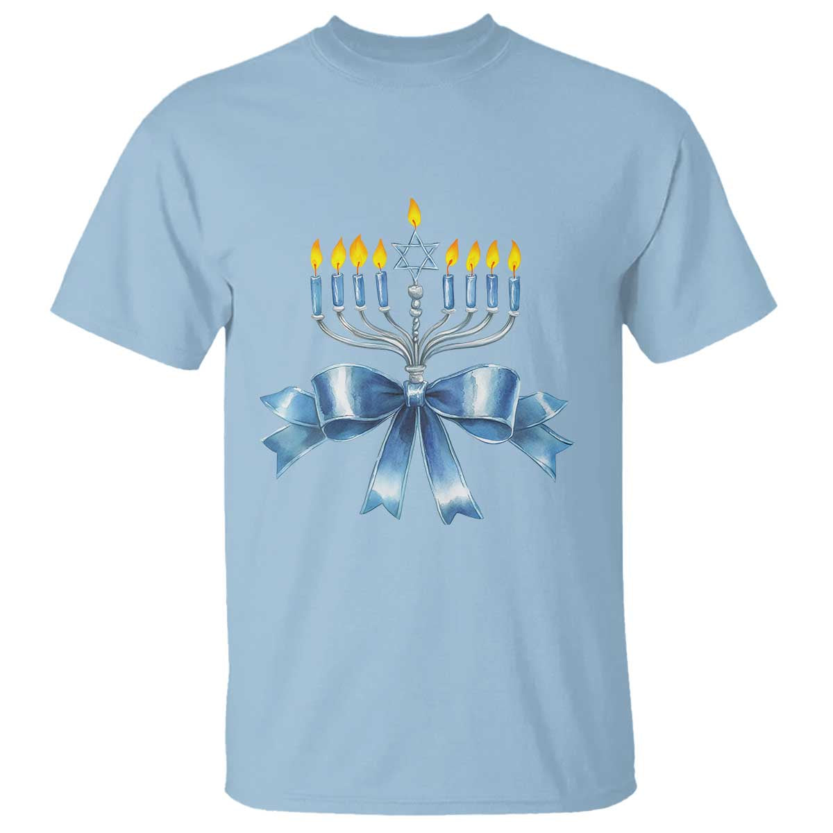 Hanukkah Menorah Jewish Coquette Bow T Shirt - Wonder Print Shop