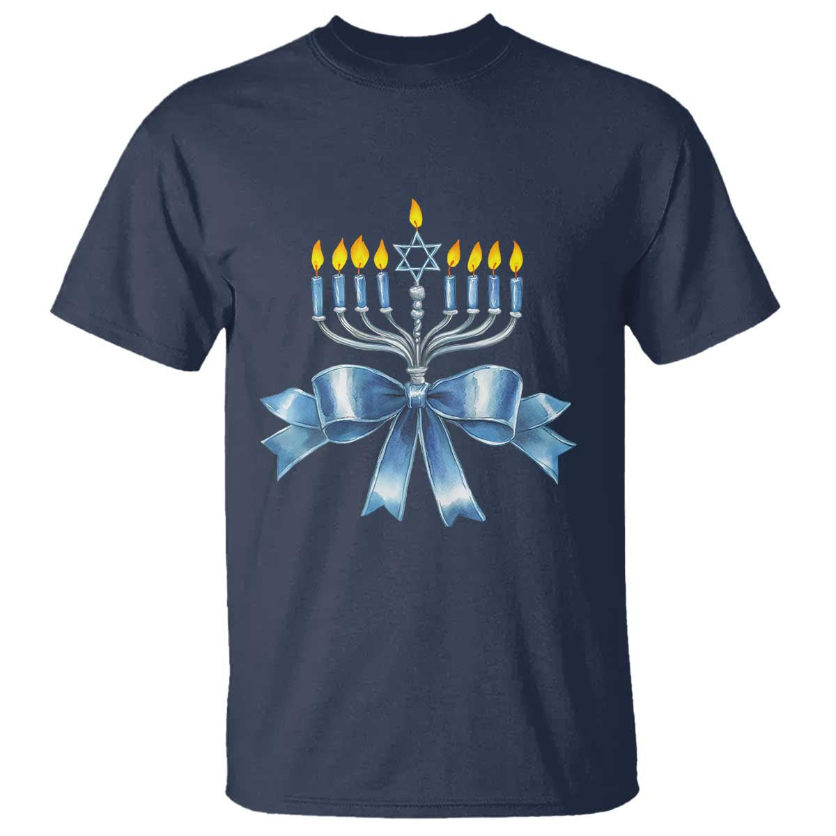 Hanukkah Menorah Jewish Coquette Bow T Shirt - Wonder Print Shop