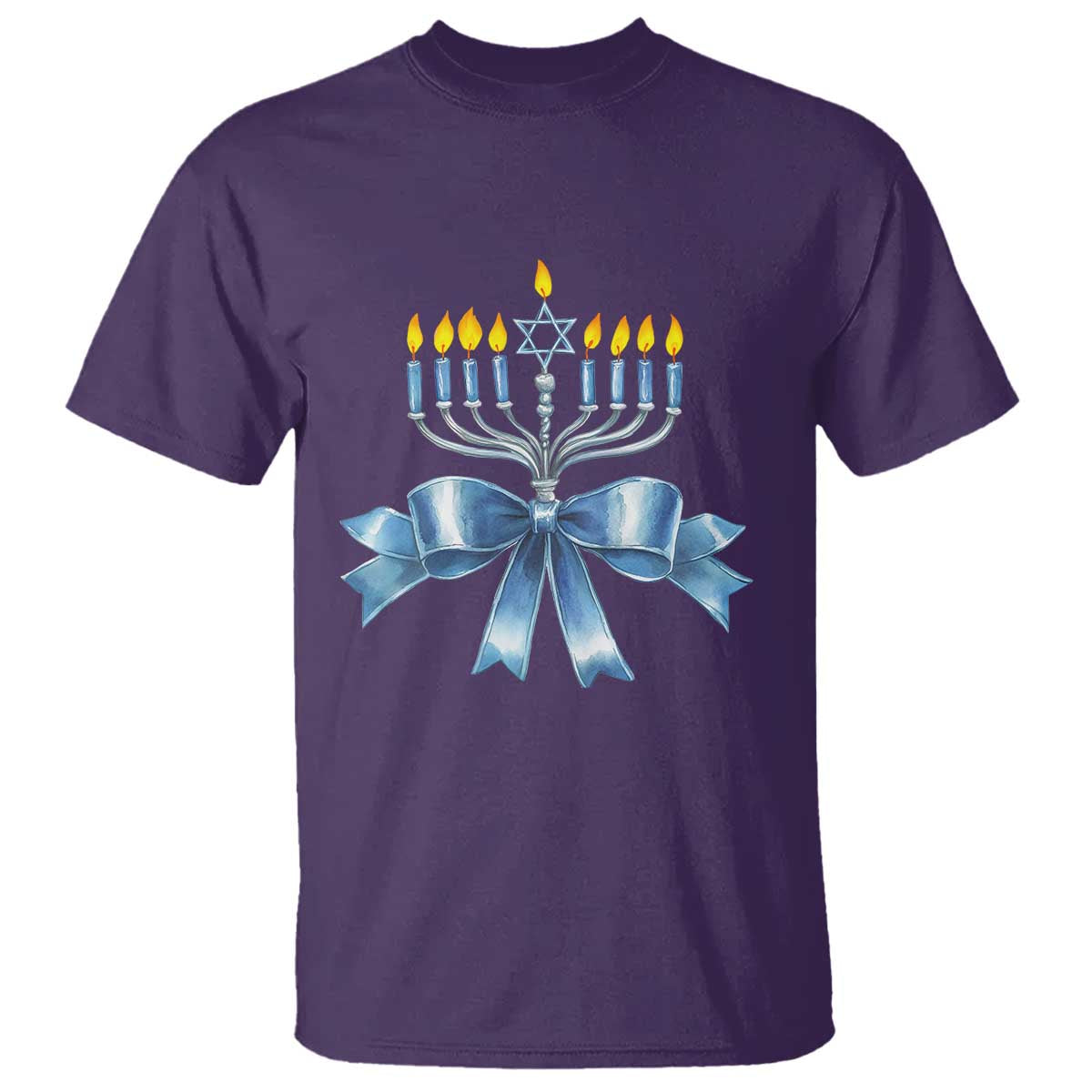 Hanukkah Menorah Jewish Coquette Bow T Shirt - Wonder Print Shop