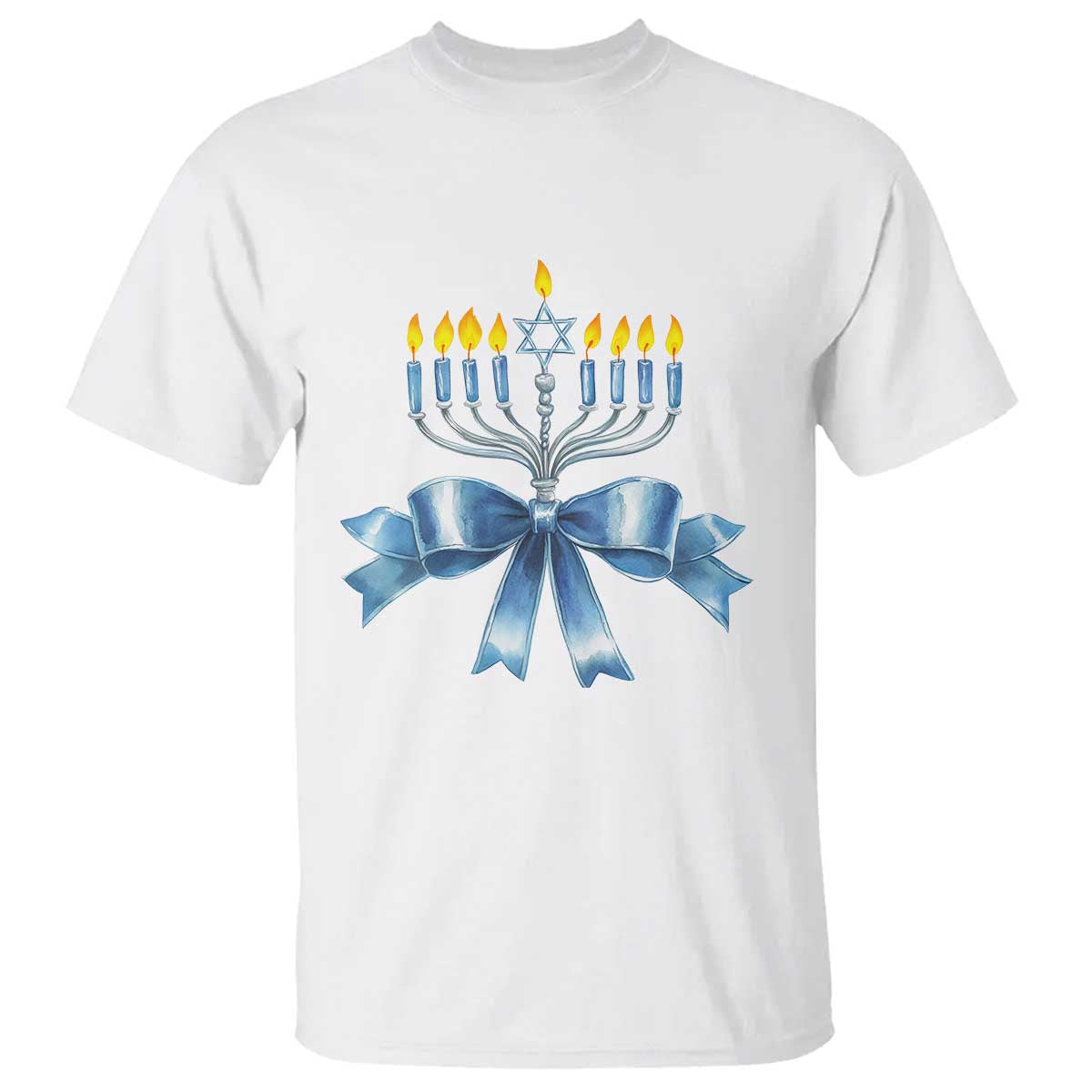 Hanukkah Menorah Jewish Coquette Bow T Shirt - Wonder Print Shop