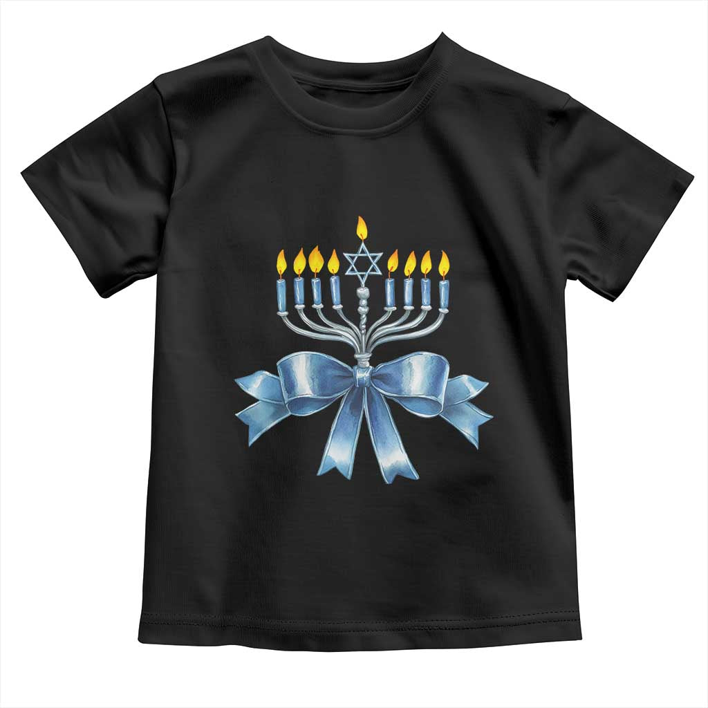 Hanukkah Menorah Jewish Coquette Bow Toddler T Shirt