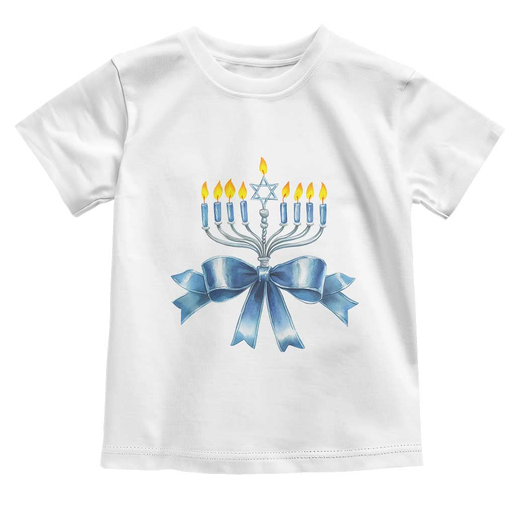 Hanukkah Menorah Jewish Coquette Bow Toddler T Shirt