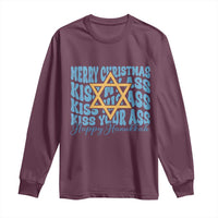 Funny Hanukkah Long Sleeve Shirt Kiss My Ass Kiss His Ass Kiss Your Ass