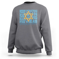 Funny Hanukkah Sweatshirt Kiss My Ass Kiss His Ass Kiss Your Ass - Wonder Print Shop
