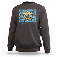 Funny Hanukkah Sweatshirt Kiss My Ass Kiss His Ass Kiss Your Ass - Wonder Print Shop