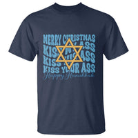 Funny Hanukkah T Shirt Kiss My Ass Kiss His Ass Kiss Your Ass - Wonder Print Shop