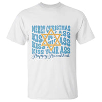 Funny Hanukkah T Shirt Kiss My Ass Kiss His Ass Kiss Your Ass - Wonder Print Shop