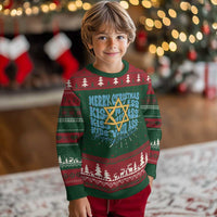 Funny Hanukkah Ugly Christmas Sweater Kiss My Ass Kiss His Ass Kiss Your Ass - Wonder Print Shop