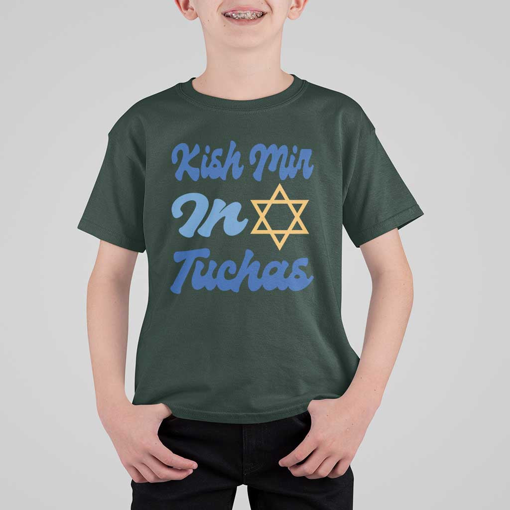 Funny Hanukkah T Shirt For Kid Kish Mir In Tuchas Jewish Yiddish Ashkenazi - Wonder Print Shop