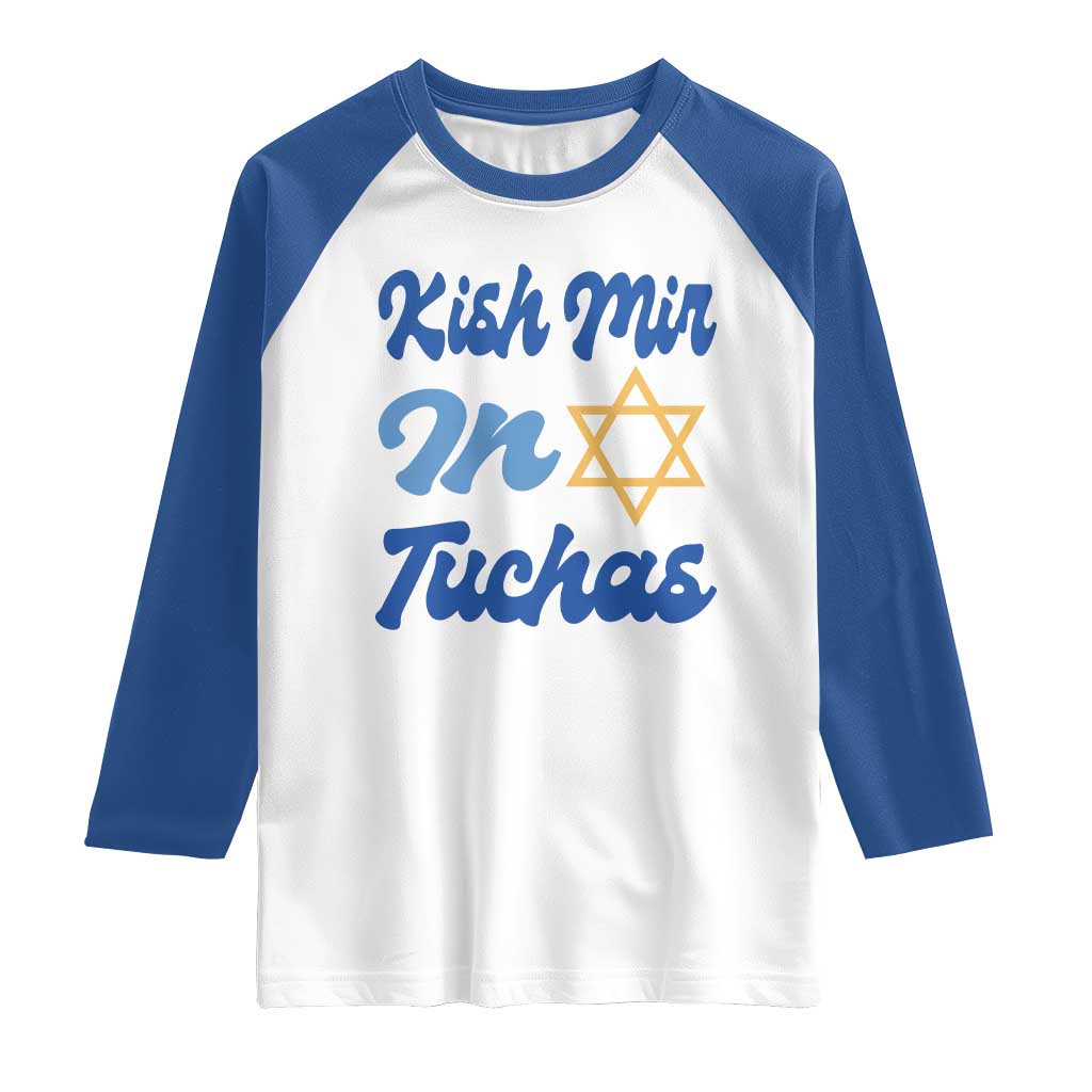 Funny Hanukkah Raglan Shirt Kish Mir In Tuchas Jewish Yiddish Ashkenazi