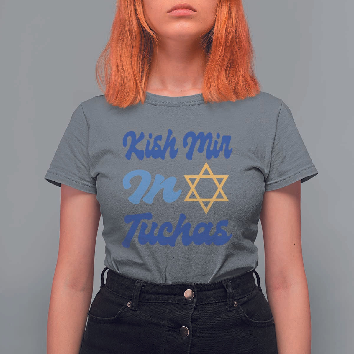 Funny Hanukkah T Shirt For Women Kish Mir In Tuchas Jewish Yiddish Ashkenazi - Wonder Print Shop