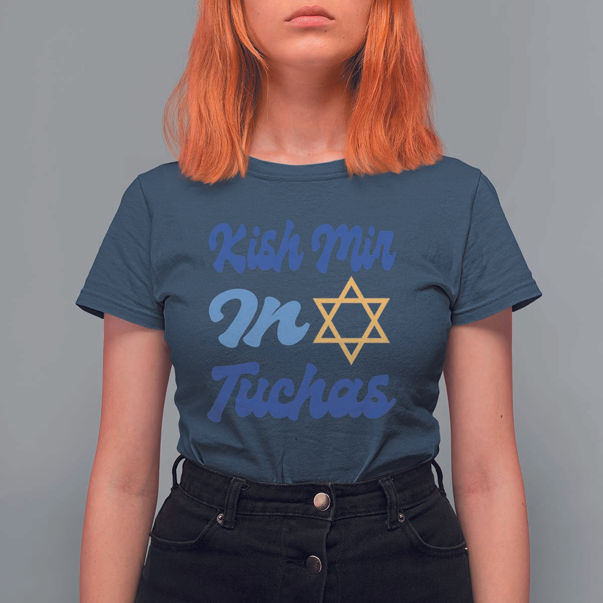 Funny Hanukkah T Shirt For Women Kish Mir In Tuchas Jewish Yiddish Ashkenazi - Wonder Print Shop