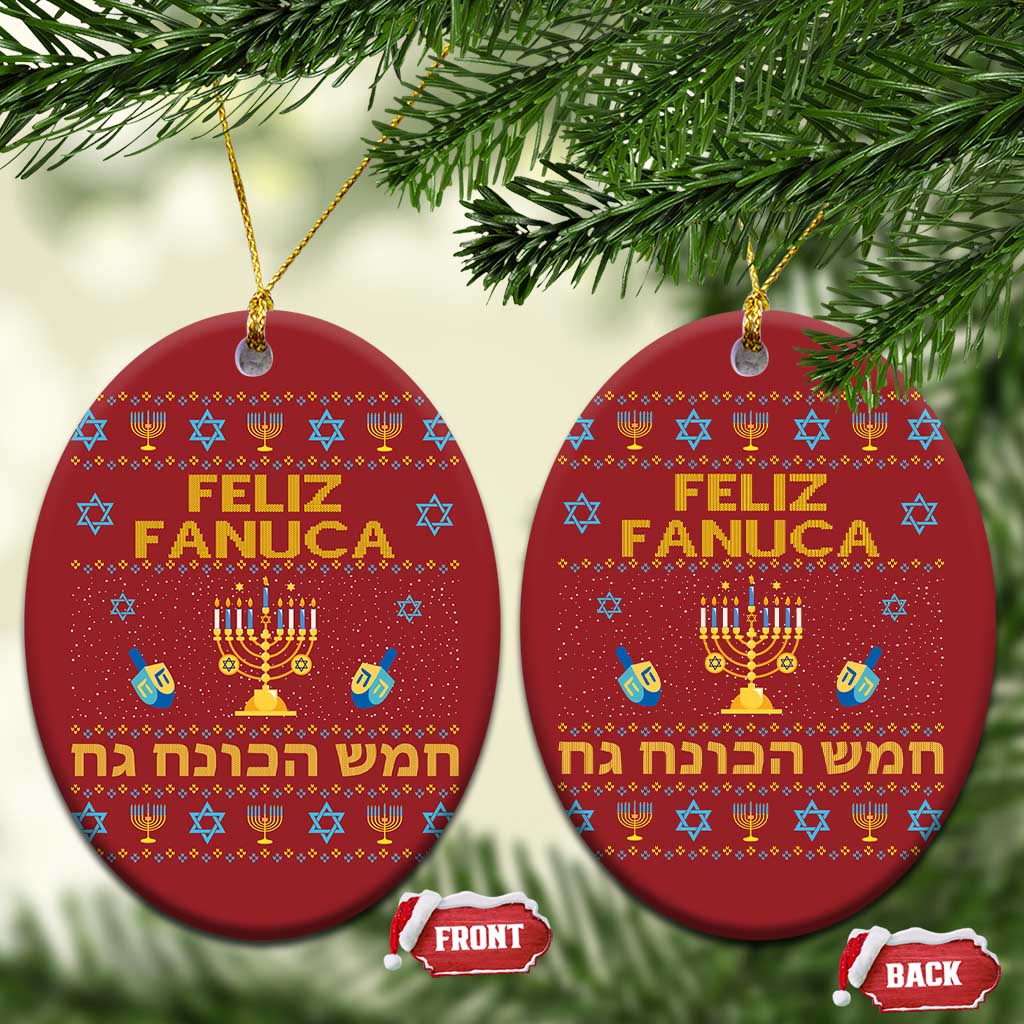 Funny Hanukkah Christmas Ornament Feliz Januca Ladino Jewish Sephardic - Wonder Print Shop
