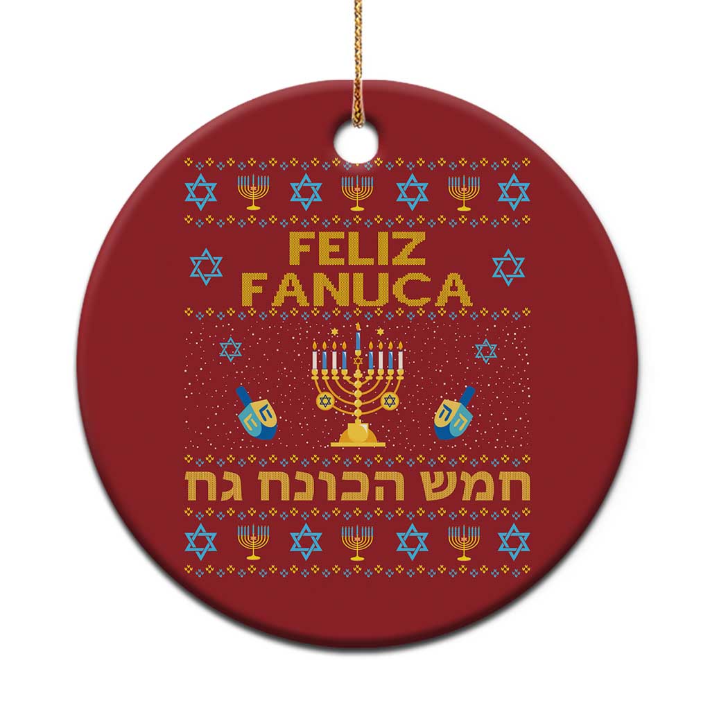 Funny Hanukkah Christmas Ornament Feliz Januca Ladino Jewish Sephardic - Wonder Print Shop
