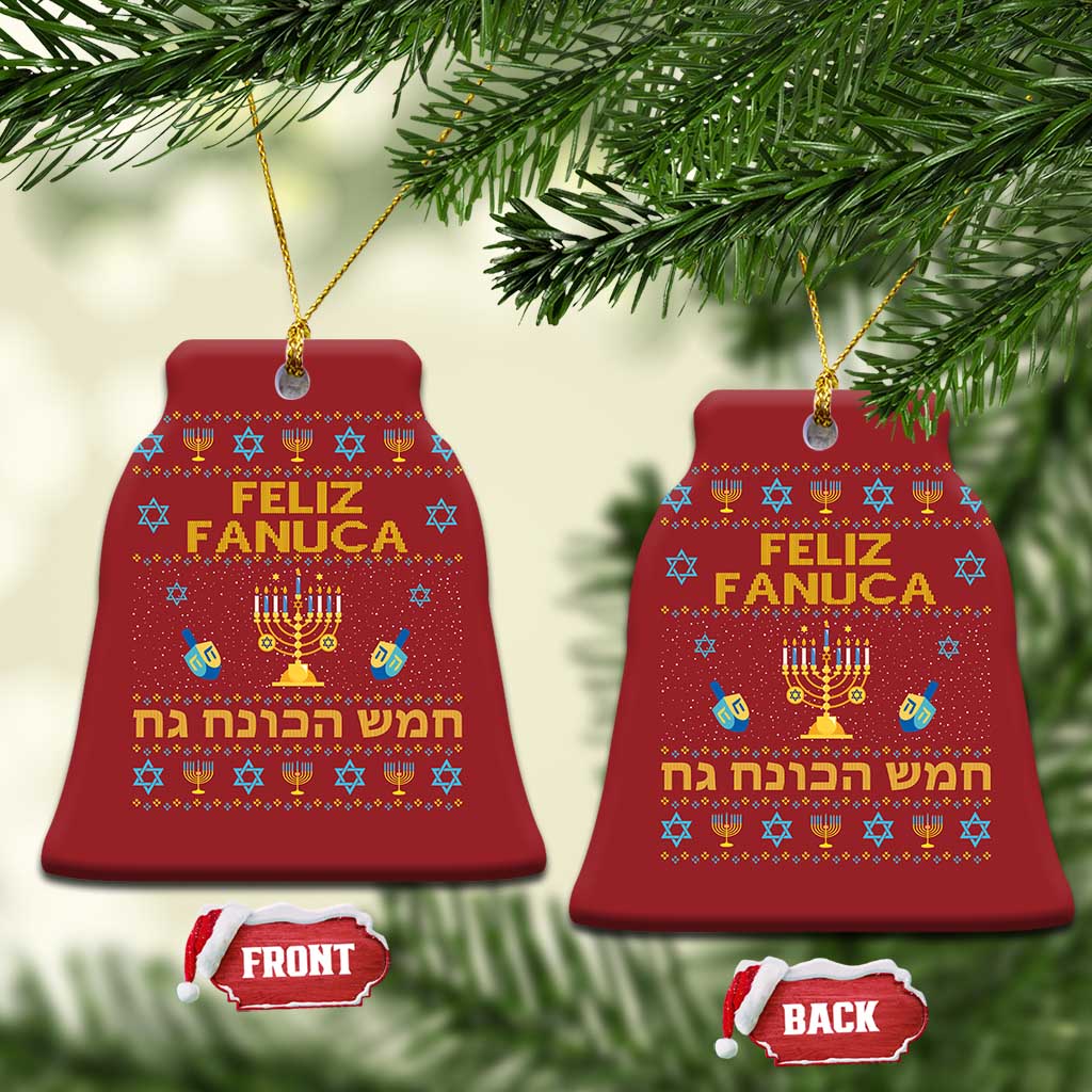 Funny Hanukkah Christmas Ornament Feliz Januca Ladino Jewish Sephardic - Wonder Print Shop