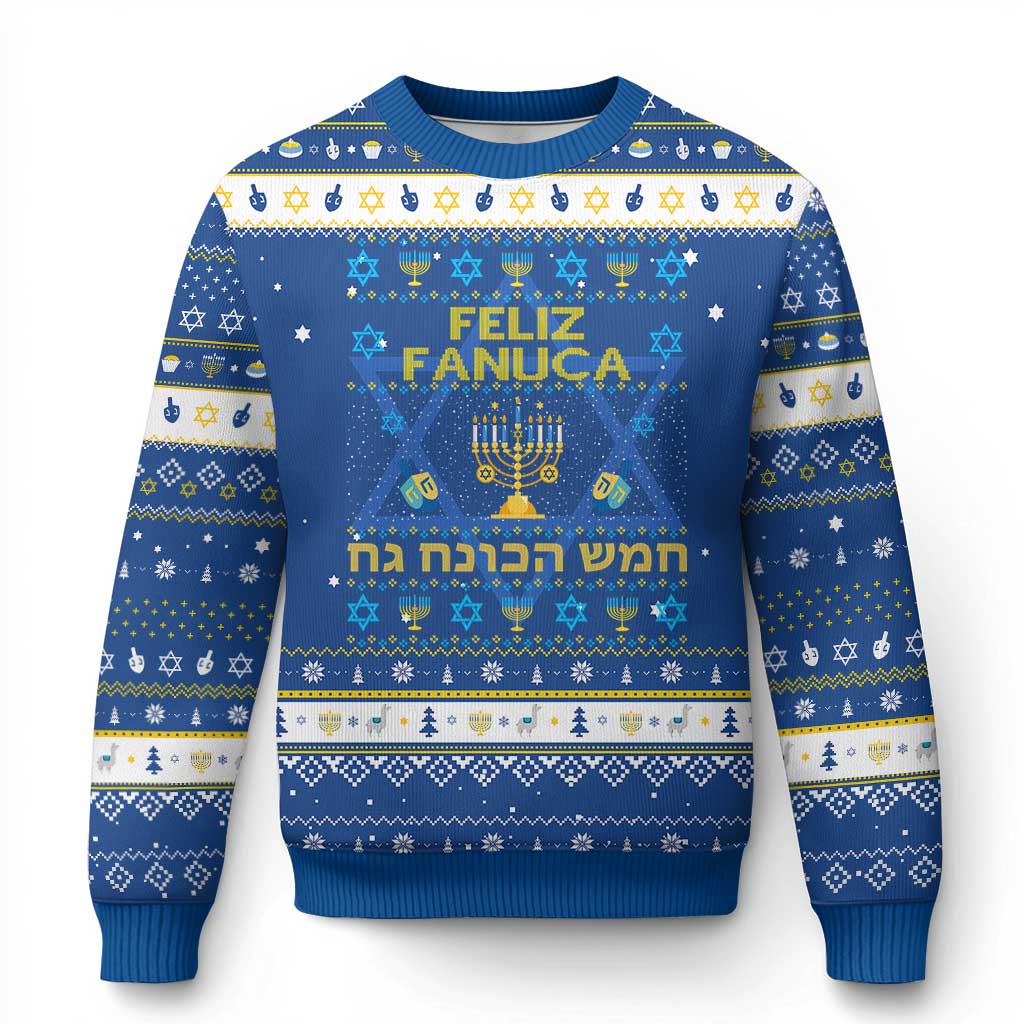 Funny Feliz Januca Ladino Jewish Sephardic Hanukkah Ugly Sweater - Wonder Print Shop