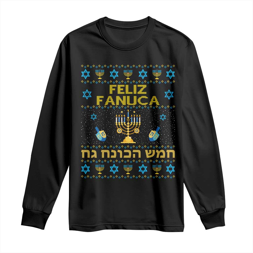 Funny Hanukkah Long Sleeve Shirt Feliz Januca Ladino Jewish Sephardic