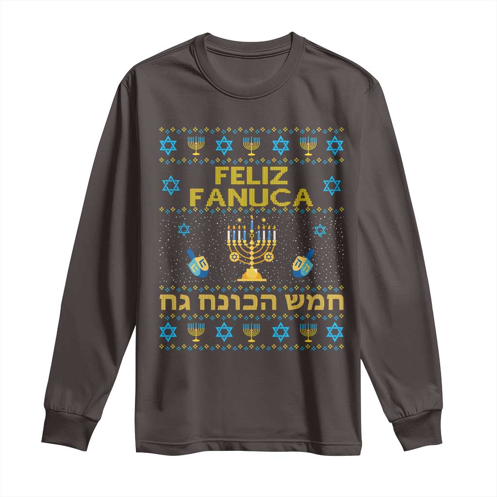 Funny Hanukkah Long Sleeve Shirt Feliz Januca Ladino Jewish Sephardic