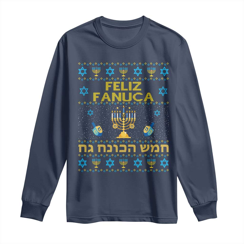 Funny Hanukkah Long Sleeve Shirt Feliz Januca Ladino Jewish Sephardic