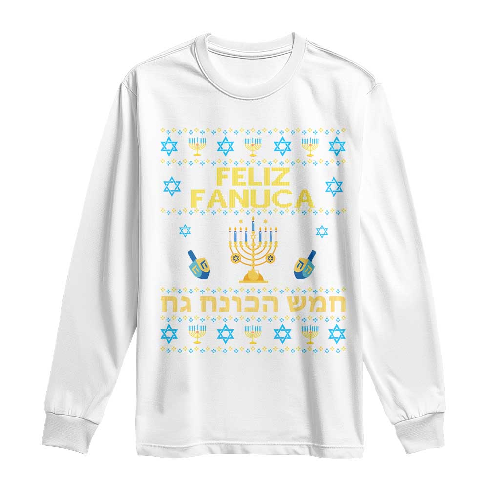 Funny Hanukkah Long Sleeve Shirt Feliz Januca Ladino Jewish Sephardic