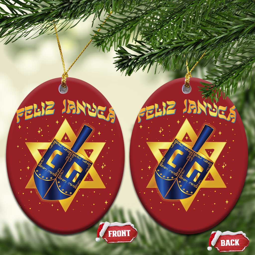 Funny Hanukkah Christmas Ornament Feliz Januca Jewish Sephardic Ladino - Wonder Print Shop