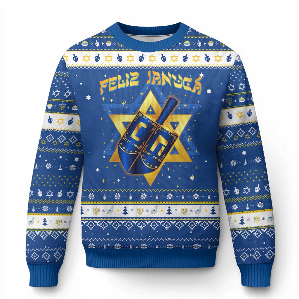 Funny Feliz Januca Jewish Sephardic Ladino Hanukkah Ugly Sweater - Wonder Print Shop
