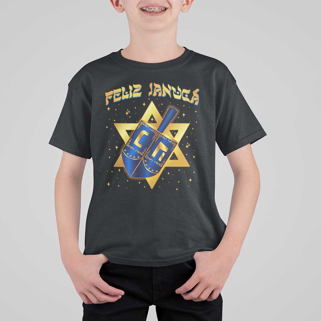 Funny Hanukkah T Shirt For Kid Feliz Januca Jewish Sephardic Ladino - Wonder Print Shop