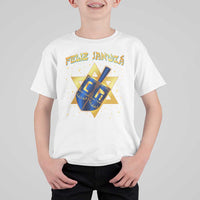 Funny Hanukkah T Shirt For Kid Feliz Januca Jewish Sephardic Ladino - Wonder Print Shop