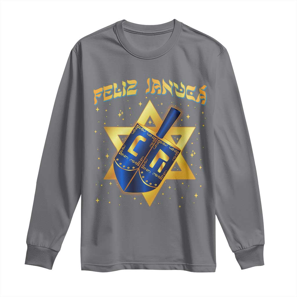 Funny Hanukkah Long Sleeve Shirt Feliz Januca Jewish Sephardic Ladino