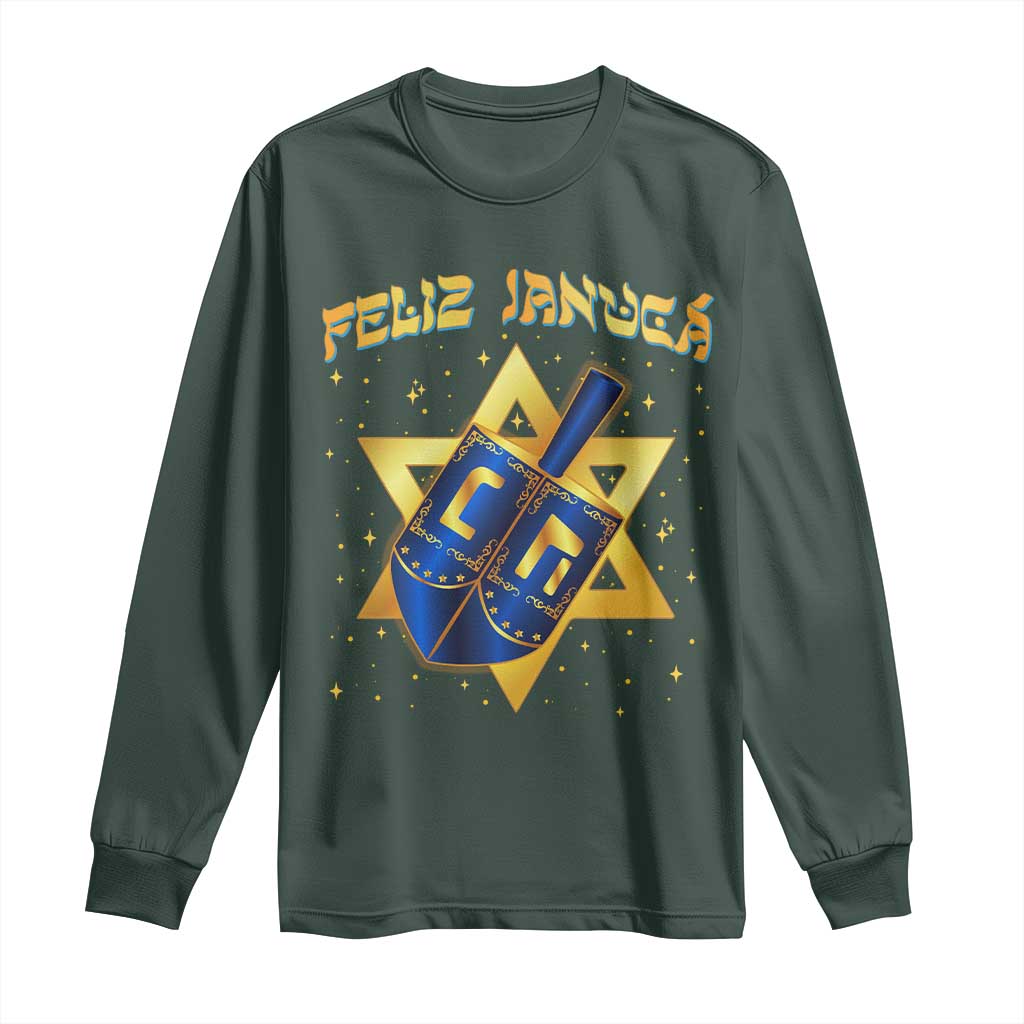 Funny Hanukkah Long Sleeve Shirt Feliz Januca Jewish Sephardic Ladino