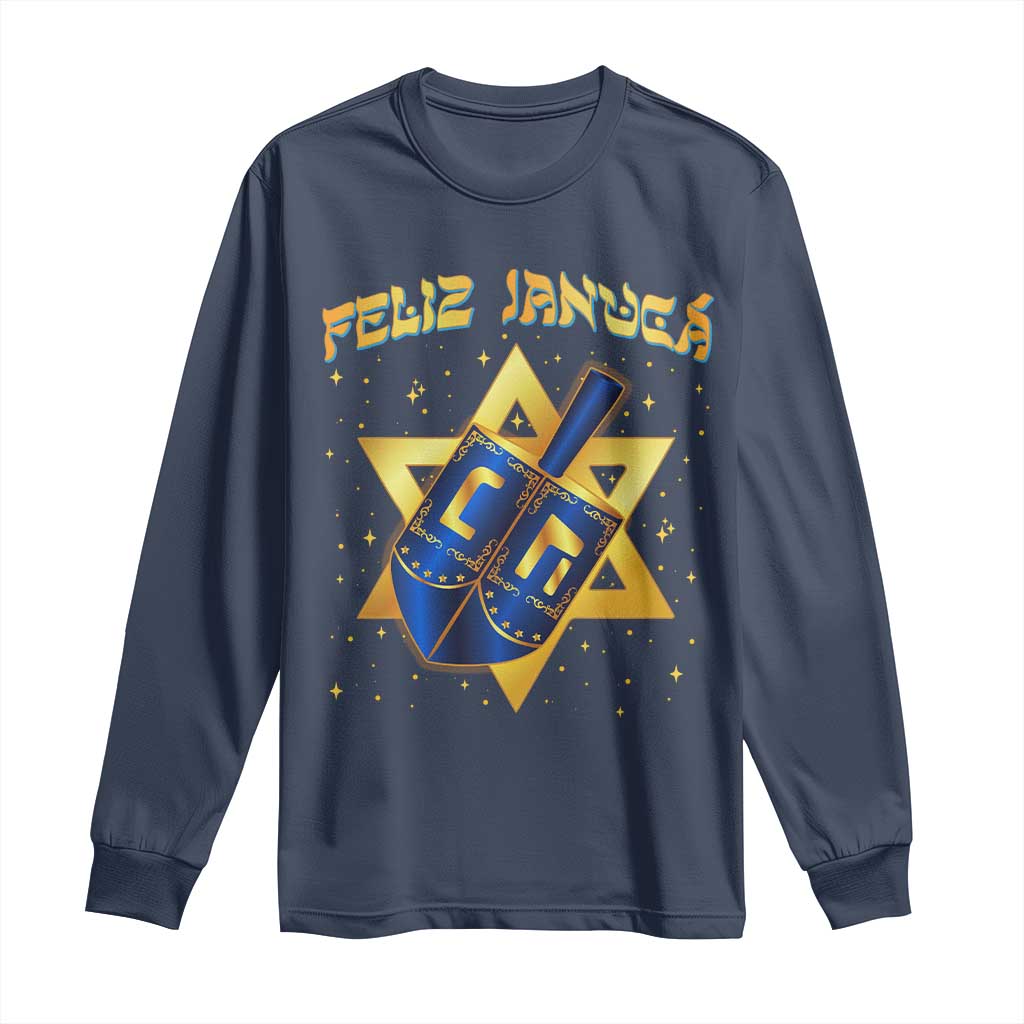 Funny Hanukkah Long Sleeve Shirt Feliz Januca Jewish Sephardic Ladino