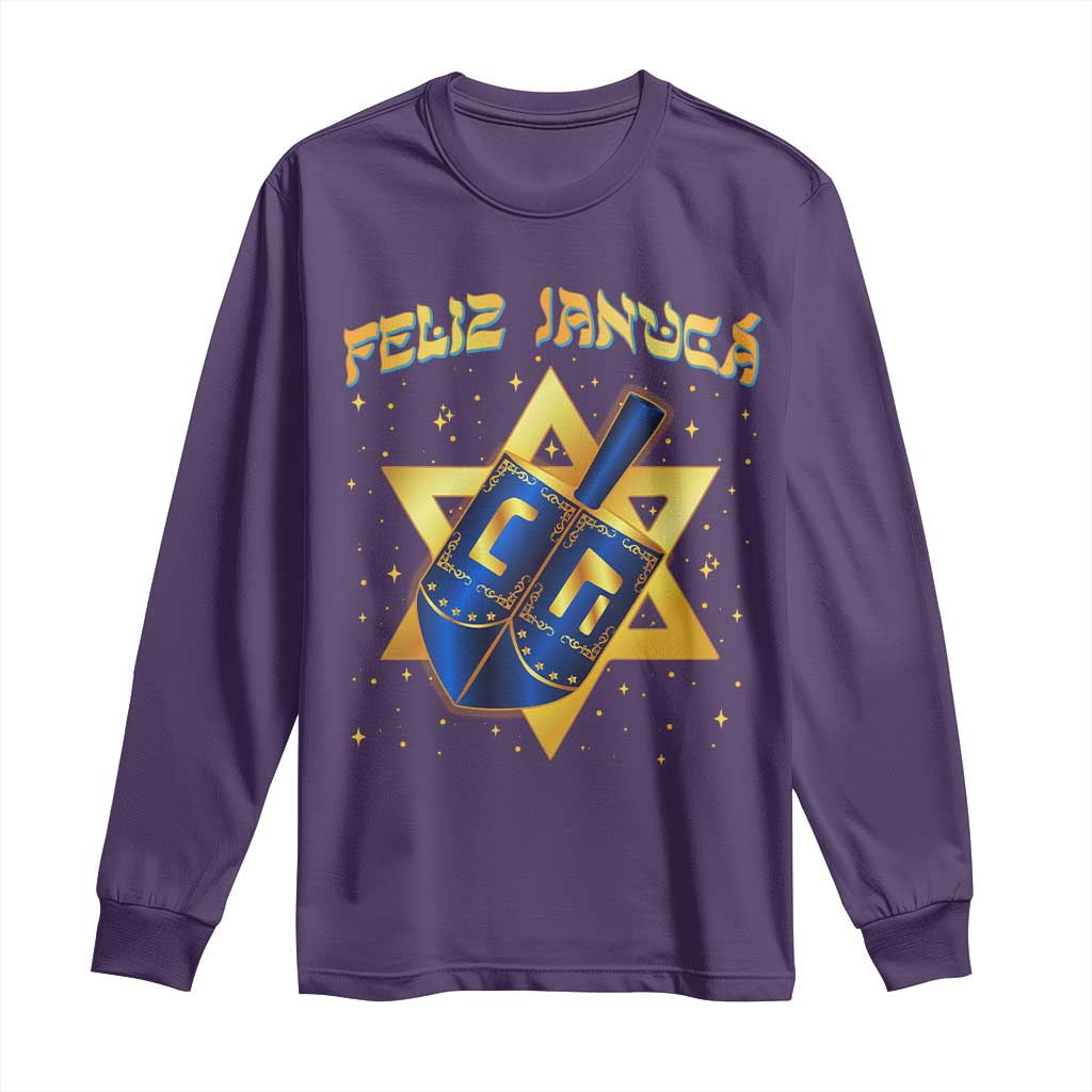 Funny Hanukkah Long Sleeve Shirt Feliz Januca Jewish Sephardic Ladino