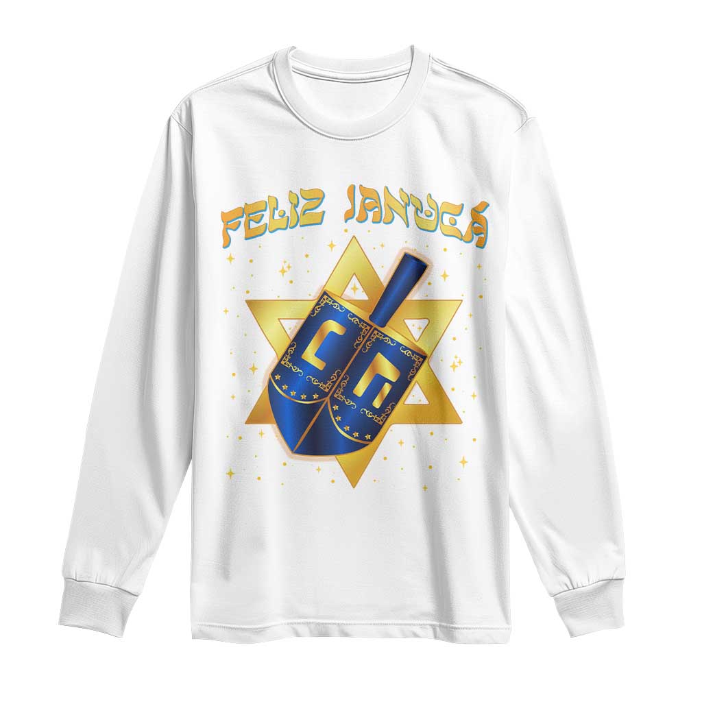 Funny Hanukkah Long Sleeve Shirt Feliz Januca Jewish Sephardic Ladino