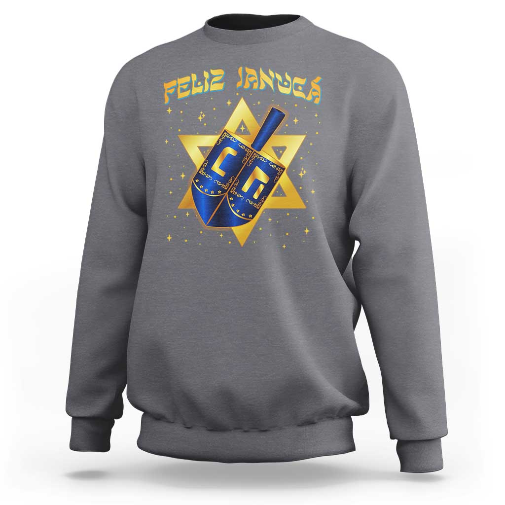 Funny Hanukkah Sweatshirt Feliz Januca Jewish Sephardic Ladino - Wonder Print Shop