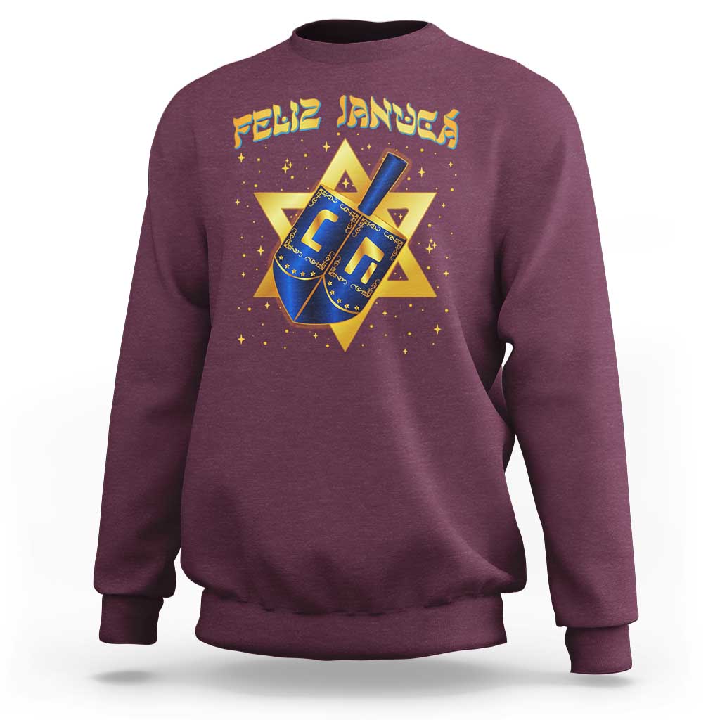 Funny Hanukkah Sweatshirt Feliz Januca Jewish Sephardic Ladino - Wonder Print Shop