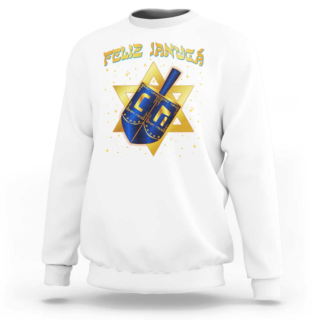 Funny Hanukkah Sweatshirt Feliz Januca Jewish Sephardic Ladino - Wonder Print Shop