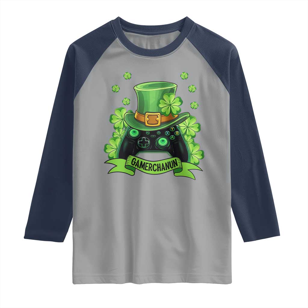 St Patrick's Day Raglan Shirt Gamerchaun Video Game Funny Lucky Gamer
