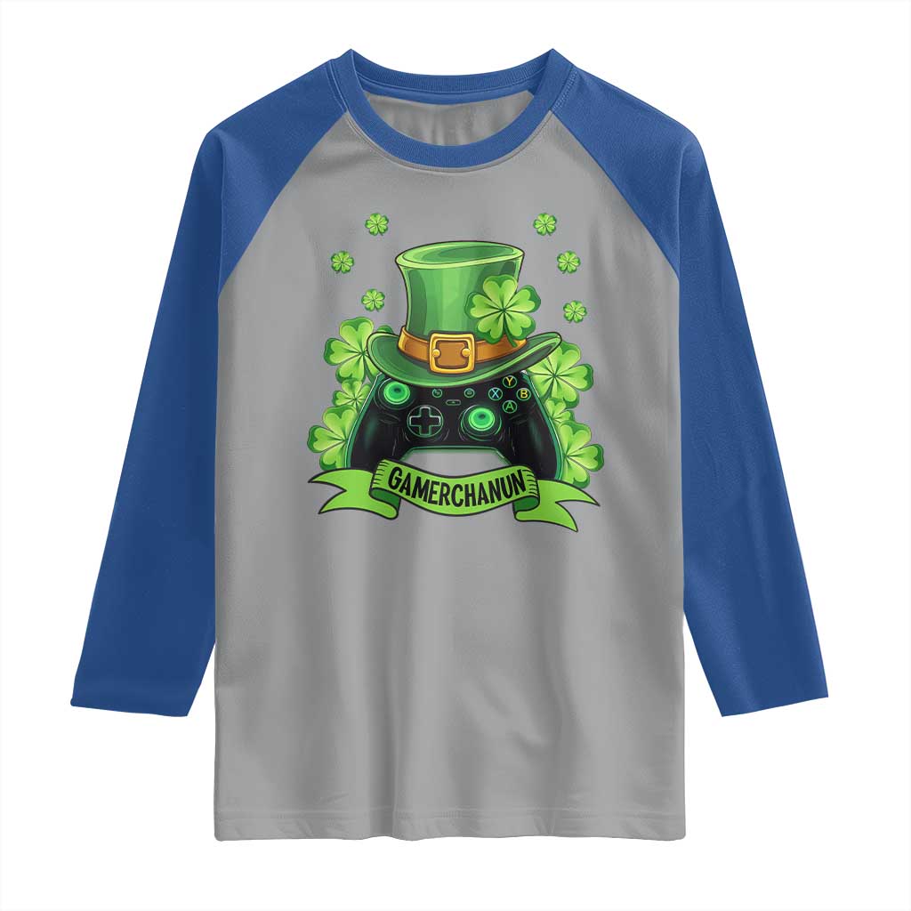 St Patrick's Day Raglan Shirt Gamerchaun Video Game Funny Lucky Gamer