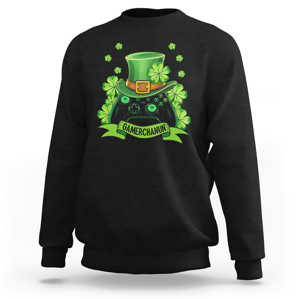 St. Patrick's Day Sweatshirt Gamerchaun Video Game Funny Lucky Gamer - Wonder Print Shop