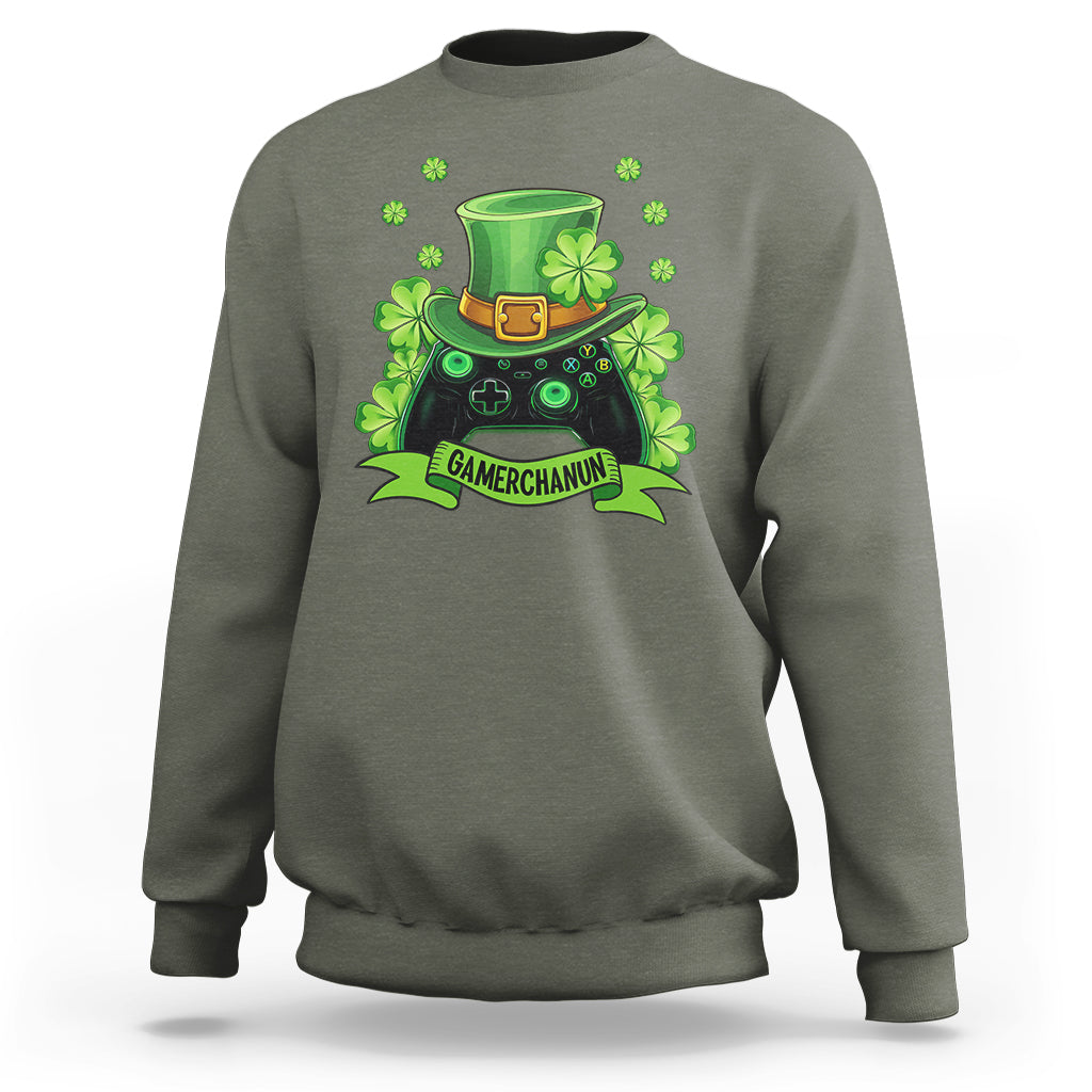 St. Patrick's Day Sweatshirt Gamerchaun Video Game Funny Lucky Gamer - Wonder Print Shop