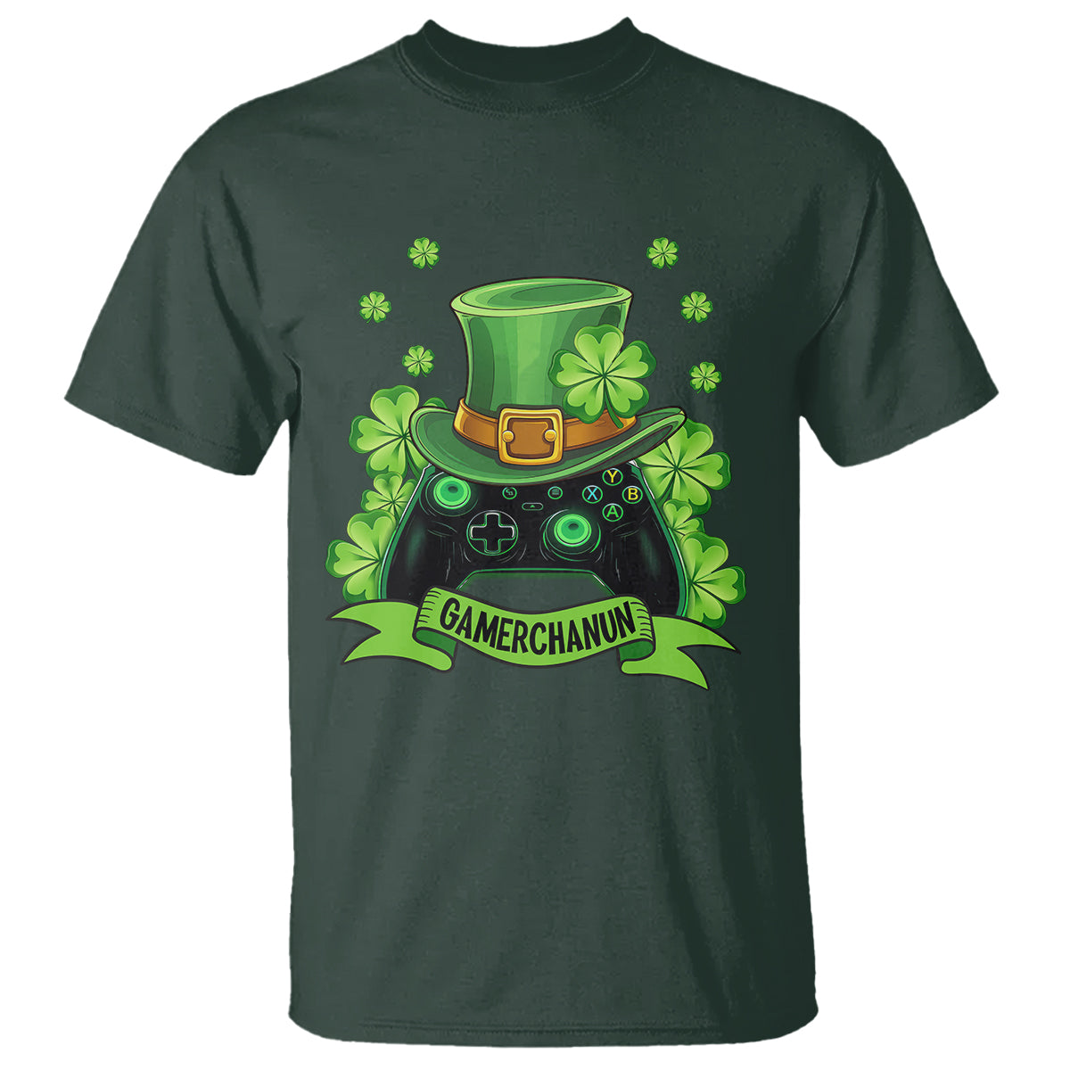 St. Patrick's Day T Shirt Gamerchaun Video Game Funny Lucky Gamer - Wonder Print Shop