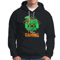 St. Patrick's Day Hoodie Irish I Was Gaming Funny Lucky Shamrocks Gamer - Wonder Print Shop