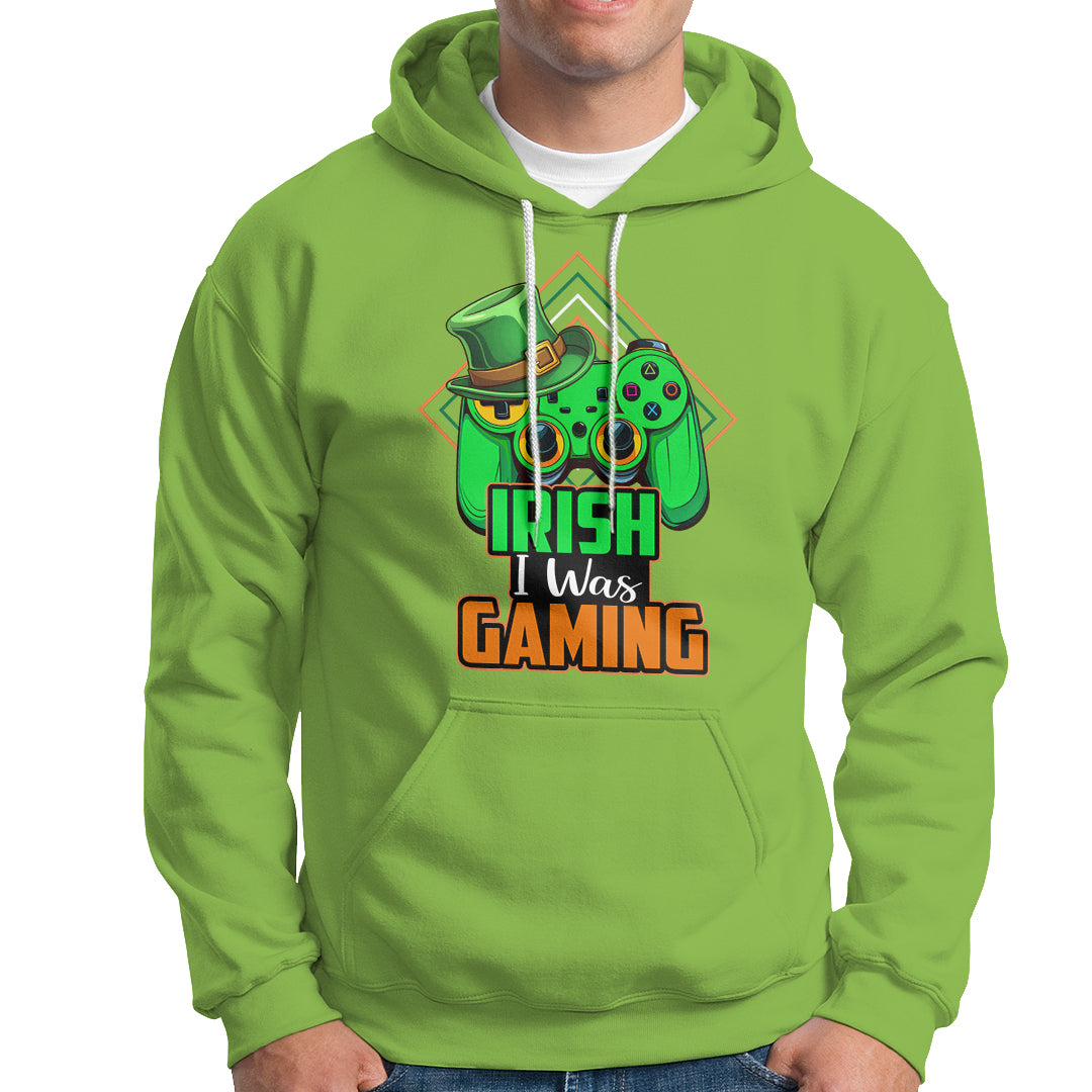 St. Patrick's Day Hoodie Irish I Was Gaming Funny Lucky Shamrocks Gamer - Wonder Print Shop