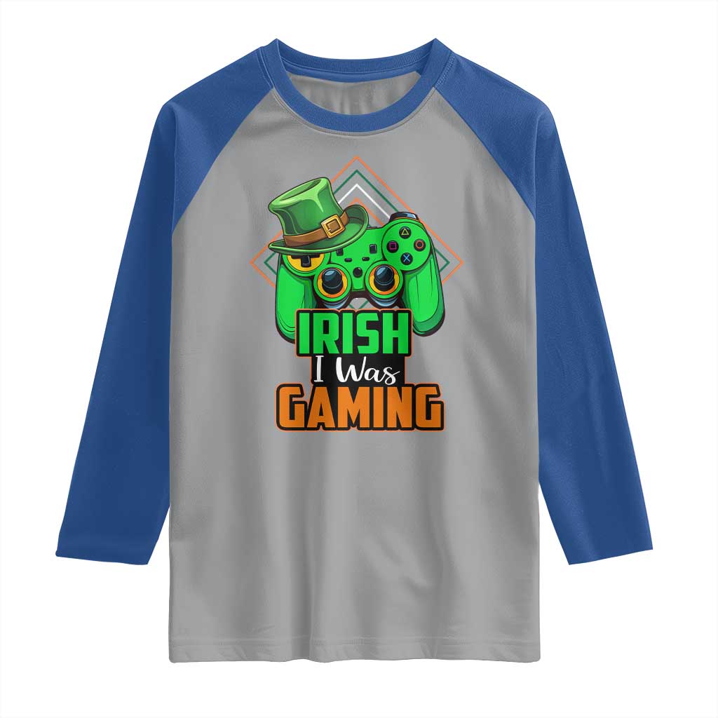 St Patrick's Day Raglan Shirt Irish I Was Gaming Funny Lucky Shamrocks Gamer