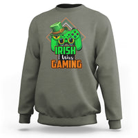 St. Patrick's Day Sweatshirt Irish I Was Gaming Funny Lucky Shamrocks Gamer - Wonder Print Shop