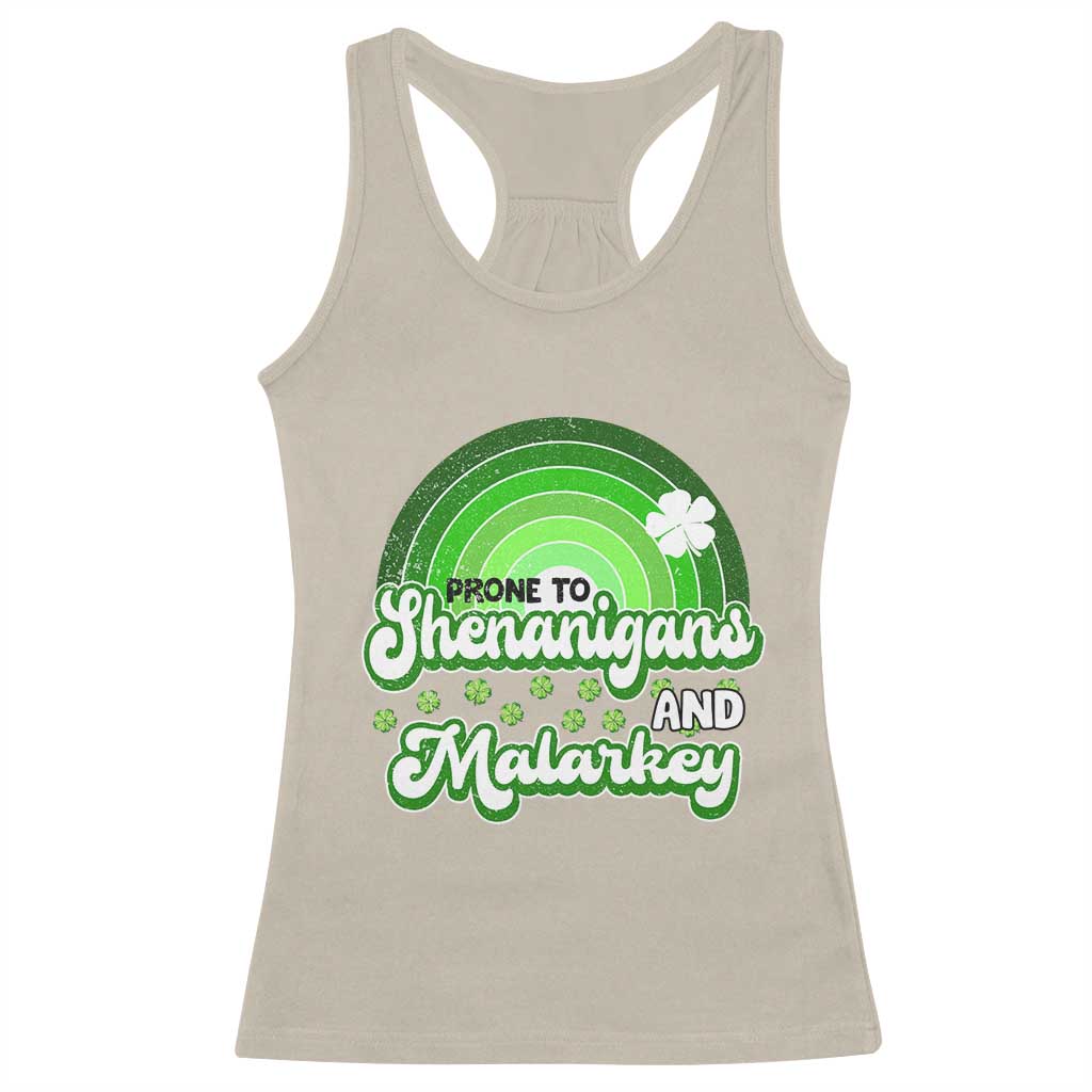 Funny St Patrick's Day Racerback Tank Top Prone To Shenanigans And Malarkey