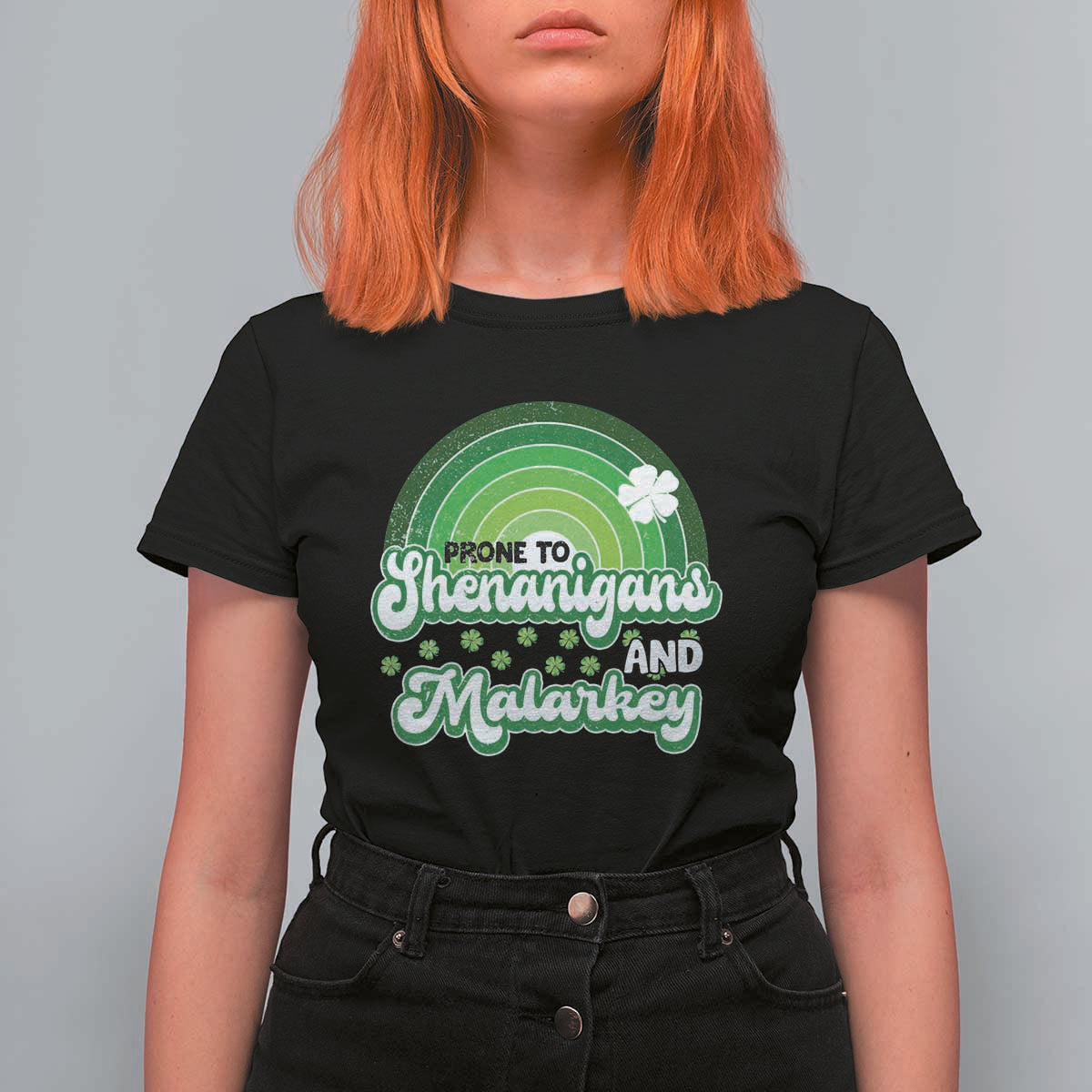 Funny St Patrick's Day T Shirt For Women Prone To Shenanigans And Malarkey - Wonder Print Shop