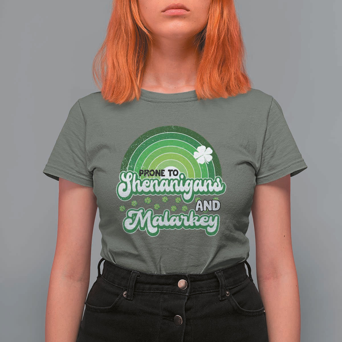 Funny St Patrick's Day T Shirt For Women Prone To Shenanigans And Malarkey - Wonder Print Shop