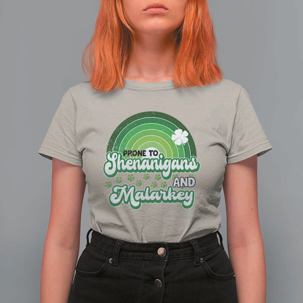 Funny St Patrick's Day T Shirt For Women Prone To Shenanigans And Malarkey - Wonder Print Shop
