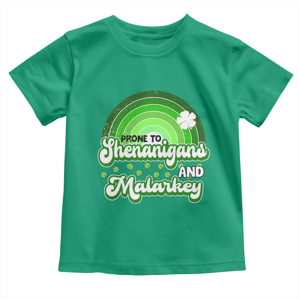 Funny St Patrick's Day Toddler T Shirt Prone To Shenanigans And Malarkey